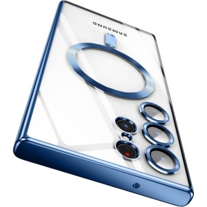 Husa Samsung S24 UltraTransparenta Cu Margini Colorate Magsafe, Protectie Camera, Albastru - Img 2
