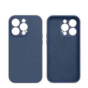 Husa Spate iPhone 13 Pro Max Silicon Soft Cu Protectie Camera, Albastru Deschis