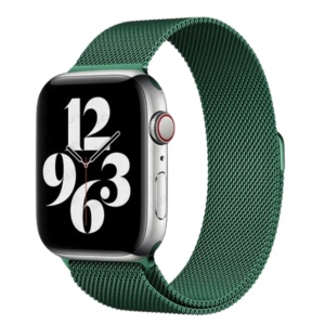 Curea Apple Watch 42/44/45/46/49mm Metalica Milanese, Verde