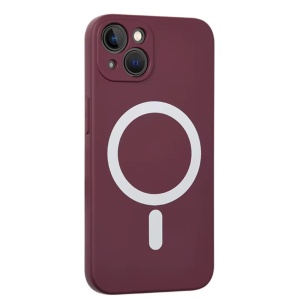 Husa iPhone 14 Magsafe Spate Silicon Cu Protectie Camera, Visiniu