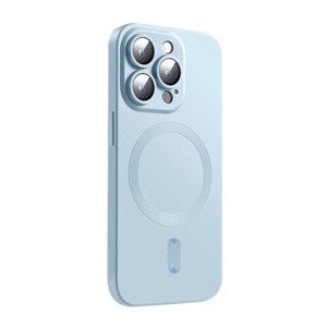 Husa Magsafe iPhone 15 Pro Max, Protectie Din Sticla Pentru Camere, Albastru