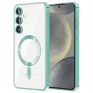 Husa Transparenta Samsung S23 FE Cu Margini Colorate Magsafe, Protectie Camera, Verde Deschis