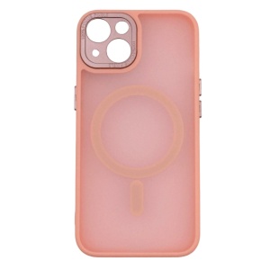 Husa iPhone 13 Spate Mata Magsafe Cu Protectie Camera Metal, Roz