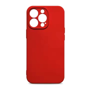 Husa iPhone 14 Pro Spate Silicon Soft, Protectie Camera, Rosu