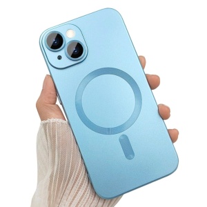 Husa Magsafe iPhone 15 Pro Max, Protectie Din Sticla Pentru Camere, Albastru - Img 2