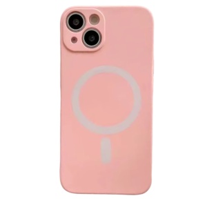 Husa Magsafe Spate Silicon iPhone 15 Cu Protectie Camera, Roz