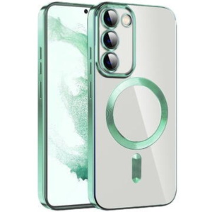 Husa Samsung S20 FE Transparenta Cu Margini Colorate Magsafe, Protectie Camera,Verde Deschis