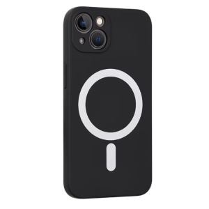 Husa iPhone 14 Plus Magsafe Spate Silicon Cu Protectie Camera, Negru