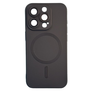 Husa iPhone 15 Magsafe Spate Silicon Cu Protectie Camera Sticla ,Negru