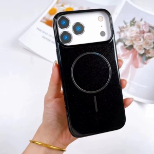 Husa iPhone 15 Pro Plastic Magsafe Sclipici, Negru - Img 2