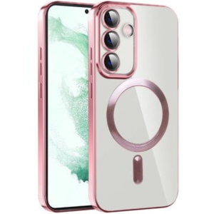 Husa Samsung S20 FE Transparenta Cu Margini Colorate Magsafe, Protectie Camera,Roz