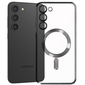 Husa Samsung S23 Transparenta Cu Margini Colorate Magsafe, Protectie Camera, Negru Lucios