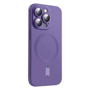 Husa Magsafe iPhone 14 Pro Max, Protectie Din Sticla Pentru Camere, Mov