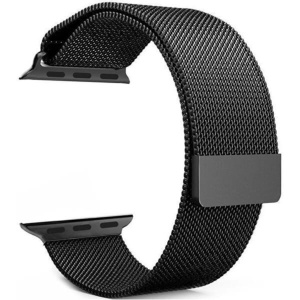 Curea Apple Watch 42/44/45/46/49 mm Metalica Milanese, Negru