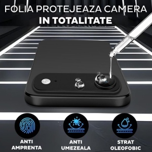 Folie iPhone 17 Air Protectie Camera Metalica,Negru - Img 3