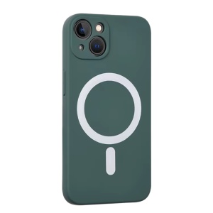 Husa iPhone 13 Magsafe Spate Silicon Cu Protectie Camera, Verde