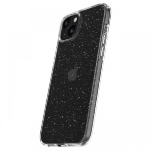 Husa iPhone 15 Silicon Transparent Cu Sclipici, Protectie Camera
