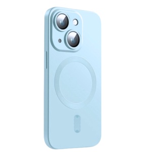 Husa Magsafe iPhone 14, Protectie Din Sticla Pentru Camere, Albastru