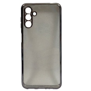 Husa Samsung A13 5G Transparenta Cu Margini Colorate si Sclipici, Protectie Camera ,Negru