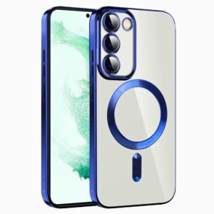 Husa Samsung S20 FE Transparenta Cu Margini Colorate Magsafe, Protectie Camera,Albastru Inchis