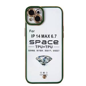 Husa Samsung S23 Plus Silicon Transparent Cu Rama Aurie, Verde