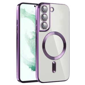 Husa Transparenta Samsung S22 Cu Margini Colorate Magsafe, Protectie Camera, Mov