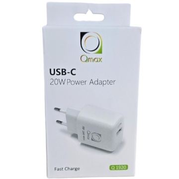 Incarcator Priza Qmax 20W, Alb, USB-C - USB-A - Img 2