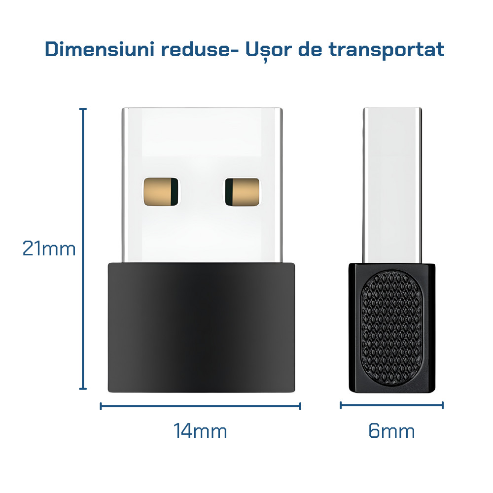 Adaptor USB A 3.1 la USB C, OTG, Negru - 4 | YEO