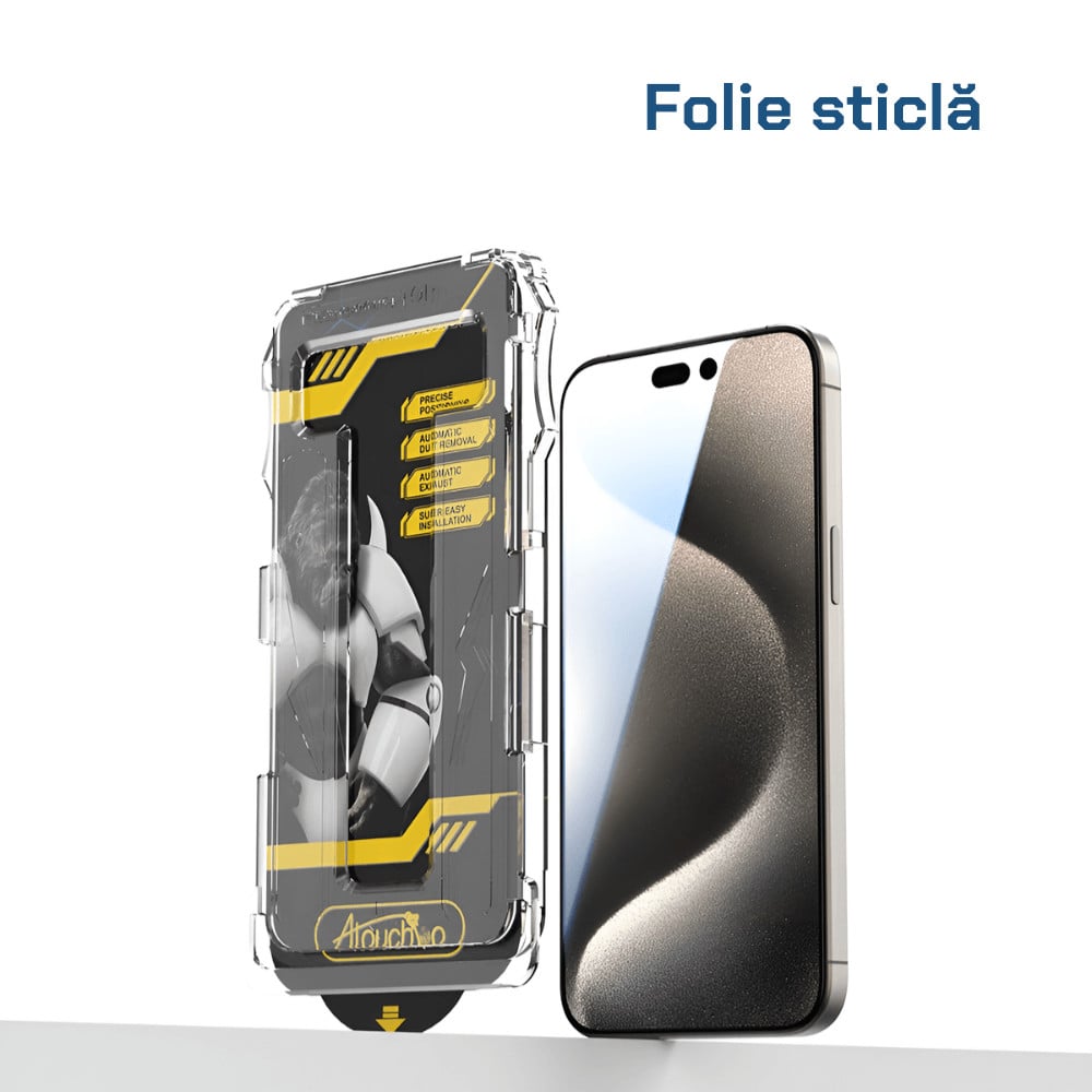 ATB Husa iPhone 13 Pro TPU Antisoc - Folie Sticla - Folie Spate - Protectie Camera - Inel Magnetic - Stickere Anti-Praf, Kit 6 in 1 De Protectie - 2 | YEO