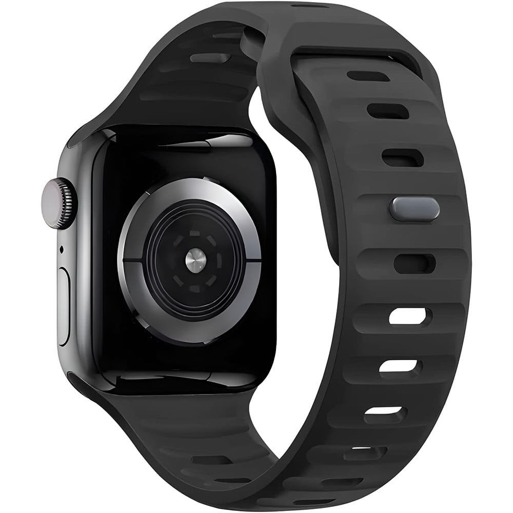 Bermek Curea Apple Watch Ultra, SE, Seriile 3, 4, 5, 6, 7, 8, 9, marimi 42mm/ 44mm/ 45mm/ 49mm, silicon, negru