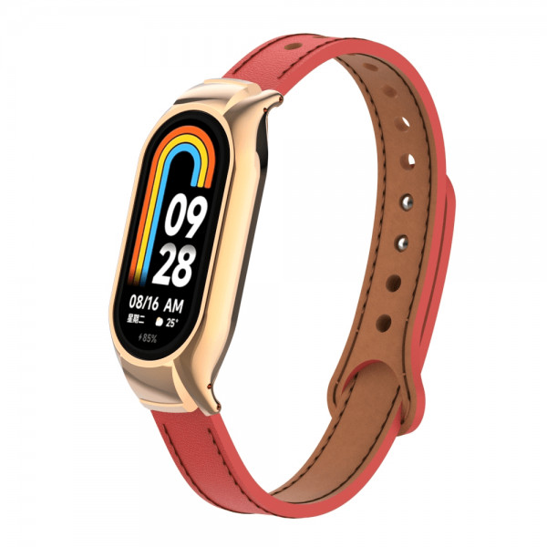 Curea din piele pentru bratara smartwatch Xiaomi Mi Band 7, rosu