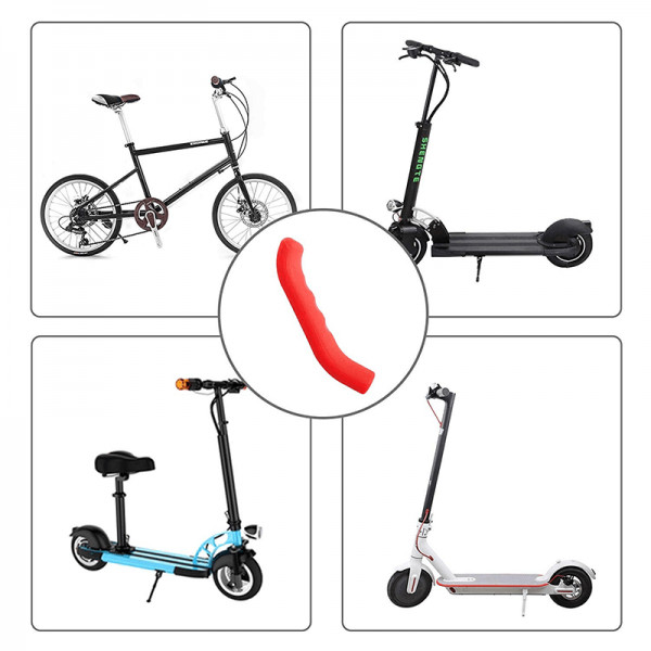 Set 2 huse protectii din silicon pentru frana de mana si cric pentru trotinete electrice, scutere, Xiaomi Mijia M365,biciclete etc, rosu