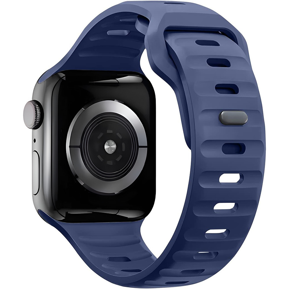 Bermek Curea Apple Watch Ultra, SE, Seriile 3, 4, 5, 6, 7, 8, 9, marimi 42mm/ 44mm/ 45mm/ 49mm, silicon, albastru