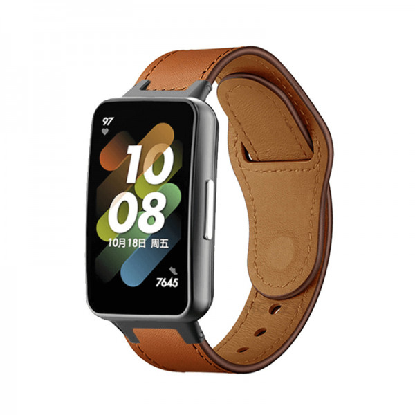 Curea pentru bratara fitness Huawei Band 7 din piele, cu telescop Quick Release, maro