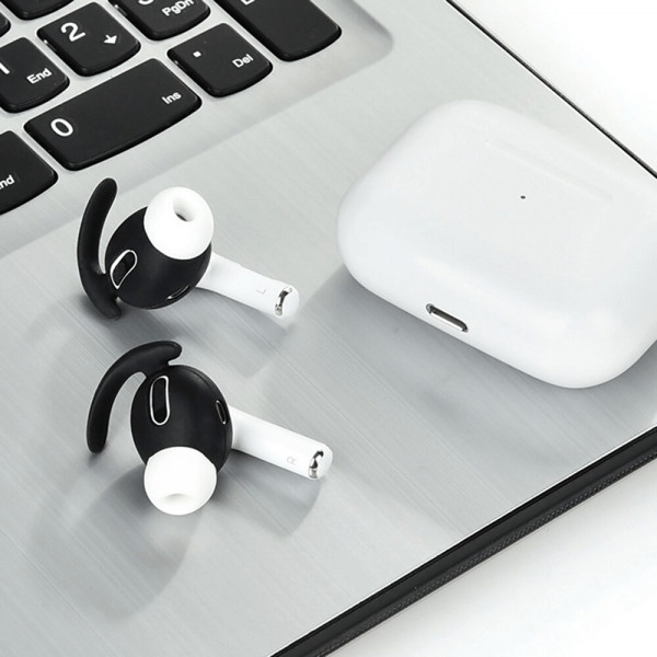 Set 3 perechi de huse din silicon pentru fixarea castilor Airpods Pro, negru, alb, rosu - 3 | YEO