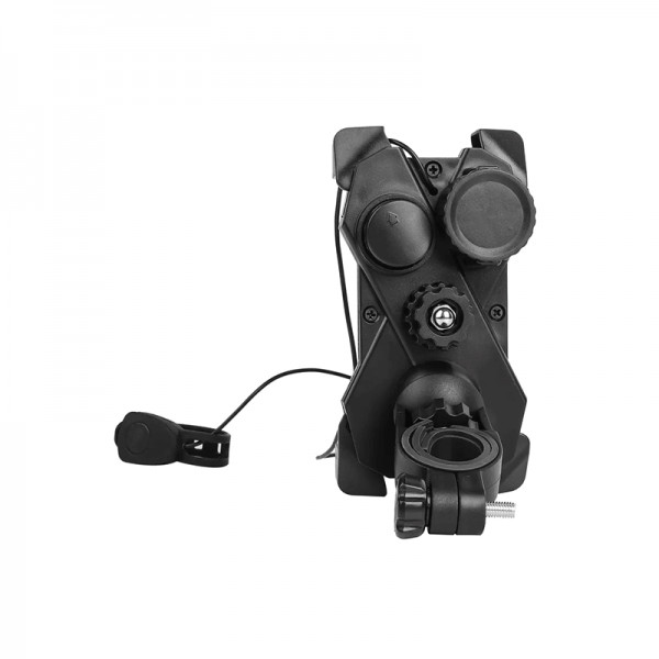 Suport telefon universal, cu claxon, fixare pe ghidon si rotire 360 grade, pentru trotineta / bicicleta/ carut/ motocicleta, negru