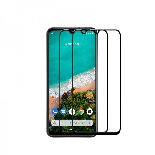 Set 2 folii protectie sticla securizata fullsize pentru Xiaomi Mi A3 / Mi CC9e , negru