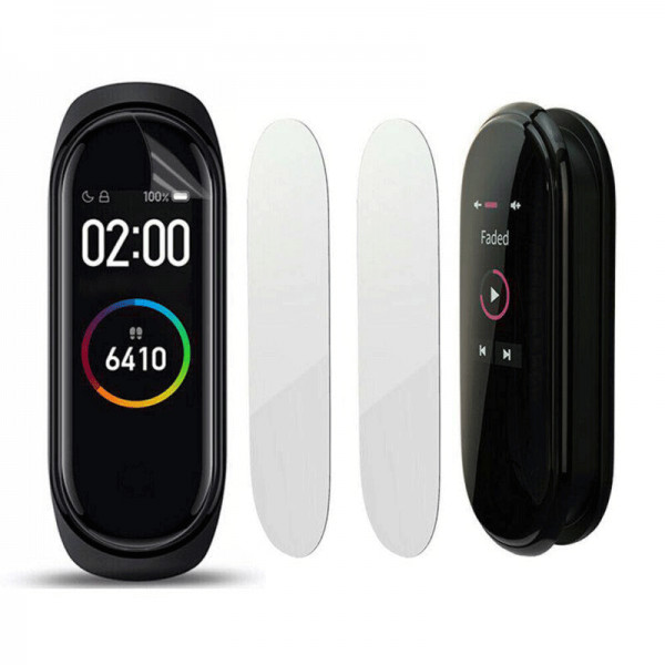 Set curea smartwatch pentru Mi Band 7 si 2 folii protectie ecran transparente din hidrogel rezistent la zgarieturi, bratara din silicon, mov - 1 | YEO