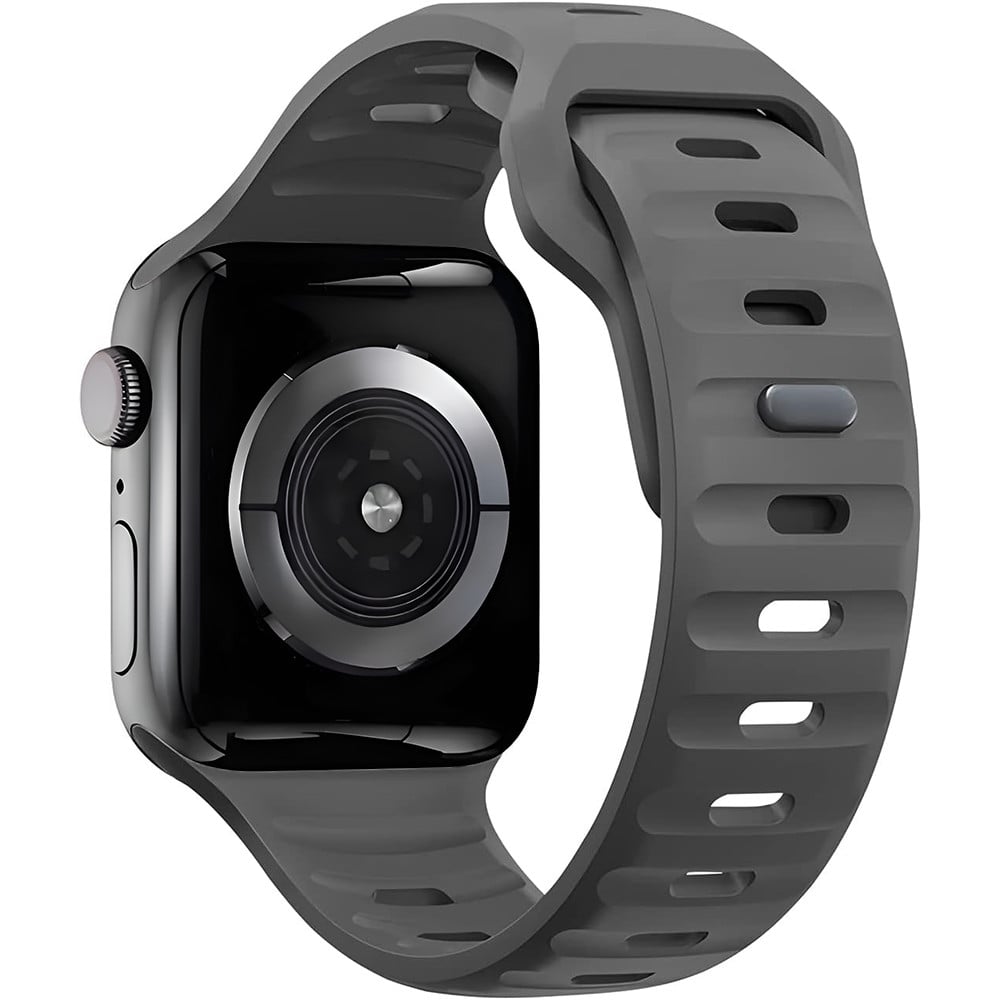 Bermek Curea Apple Watch Ultra, SE, Seriile 3, 4, 5, 6, 7, 8, 9, marimi 42mm/ 44mm/ 45mm/ 49mm, silicon, gri inchis