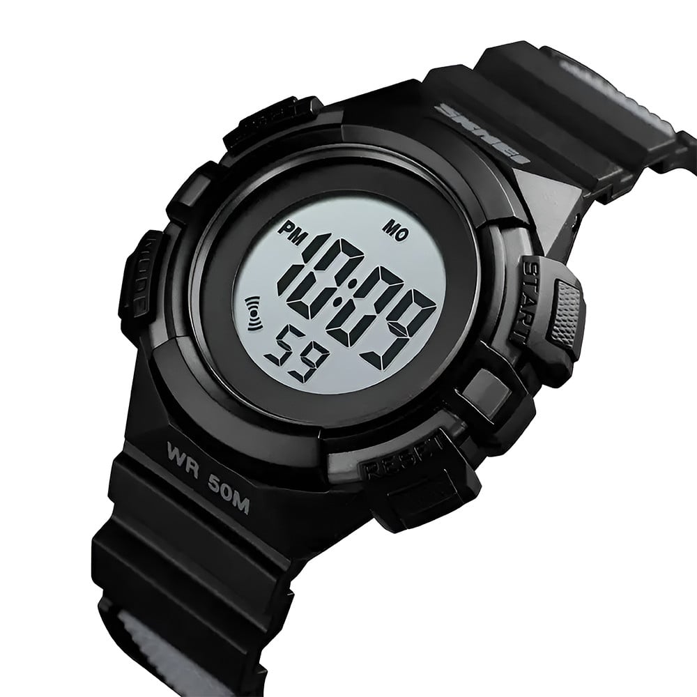 Ceas de copii sport SKMEI 1485 waterproof 5ATM cu alarma, cronometru, data si iluminare ecran, negru - 2 | YEO