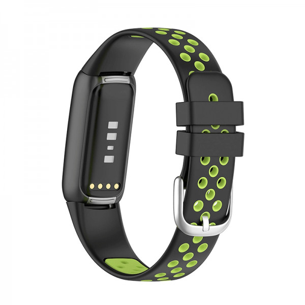 Curea sport din silicon model dual color pentru Fitbit Luxe, negru-verde - 2 | YEO