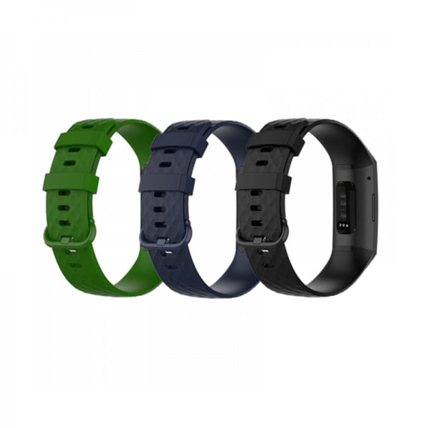 Set 3 curele sport pentru bratara fitness Fitbit Charge 4 / 3 / 3E din silicon, marime L, negru, albastru, verde - 1 | YEO