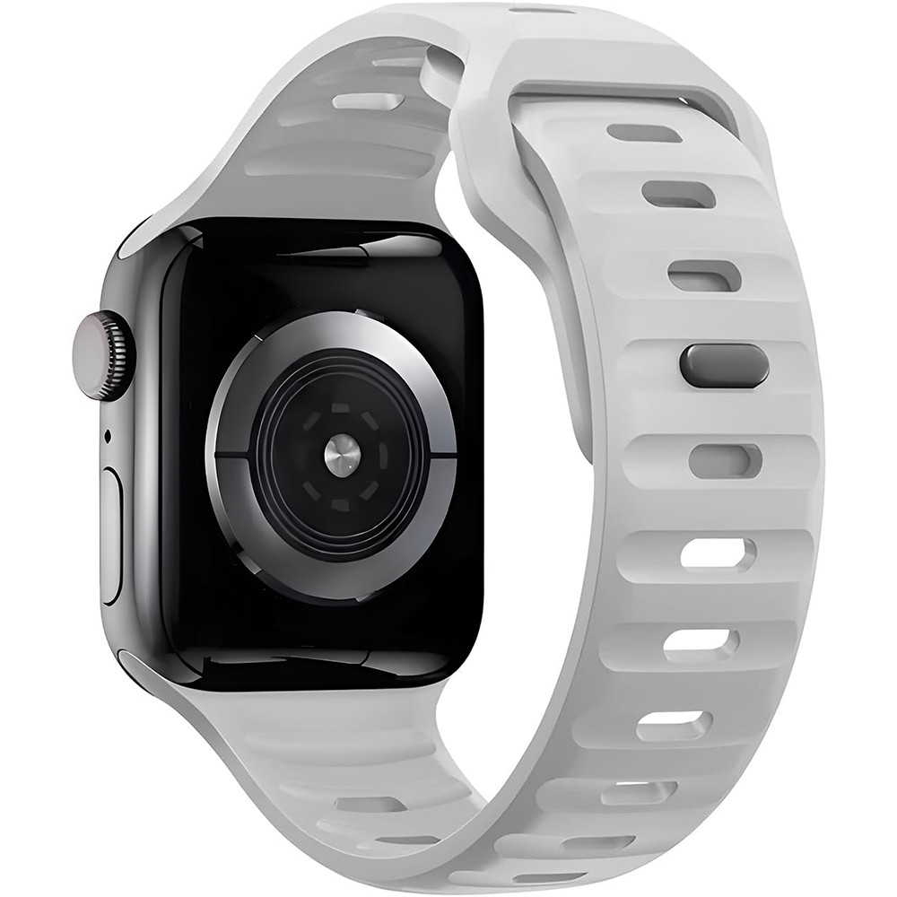 Bermek Curea Apple Watch Ultra, SE, Seriile 3, 4, 5, 6, 7, 8, 9, marimi 42mm/ 44mm/ 45mm/ 49mm, silicon, gri deschis