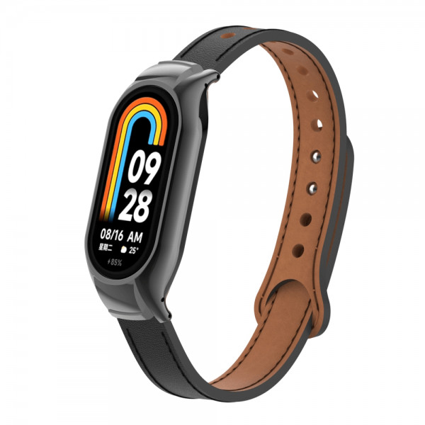 Curea din piele pentru bratara smartwatch Xiaomi Mi Band 7, negru