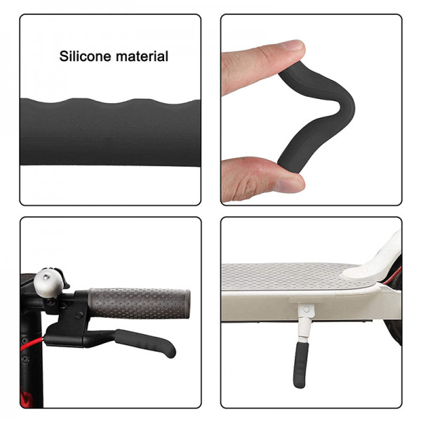 Set 2 huse protectii din silicon pentru frana de mana si cric pentru trotinete electrice, scutere, Xiaomi Mijia M365,biciclete etc, negru