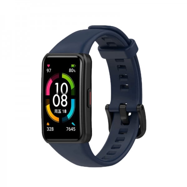 Set Curea tip sport pentru bratara fitness Huawei Band 6 / Huawei Honor Band 6 din silicon, albastru inchis + carcasa protectie, rezistenta la socuri si zgarieturi, negru - 2 | YEO