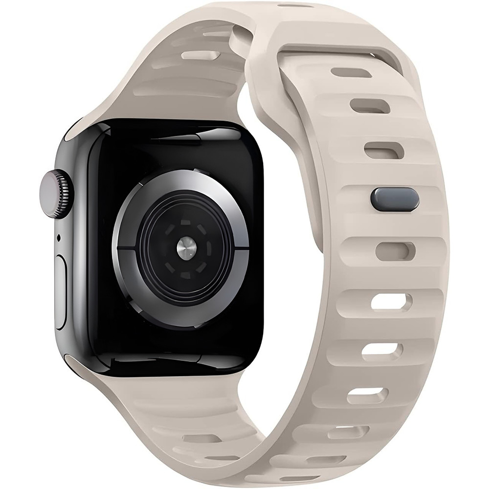 Bermek Curea Apple Watch Ultra, SE, Seriile 3, 4, 5, 6, 7, 8, 9, marimi 38mm/ 40mm/ 41mm, silicon, starlight