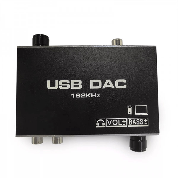 Convertor audio DAC, conversie semnal digital-analog, optical la LR/aux , cu suport USB pentru transmiterea semnalului player-ului catre PC, 192 KHz, negru