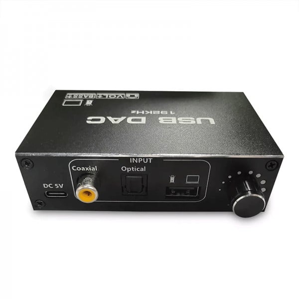 Convertor audio DAC, conversie semnal digital-analog, optical la LR/aux , cu suport USB pentru transmiterea semnalului player-ului catre PC, 192 KHz, negru - 1 | YEO