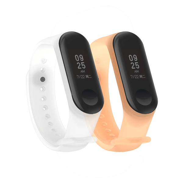 Set 2 curele din silicon transparent pentru bratara smart Xiaomi Mi Band 3/4, gri alb, portocaliu